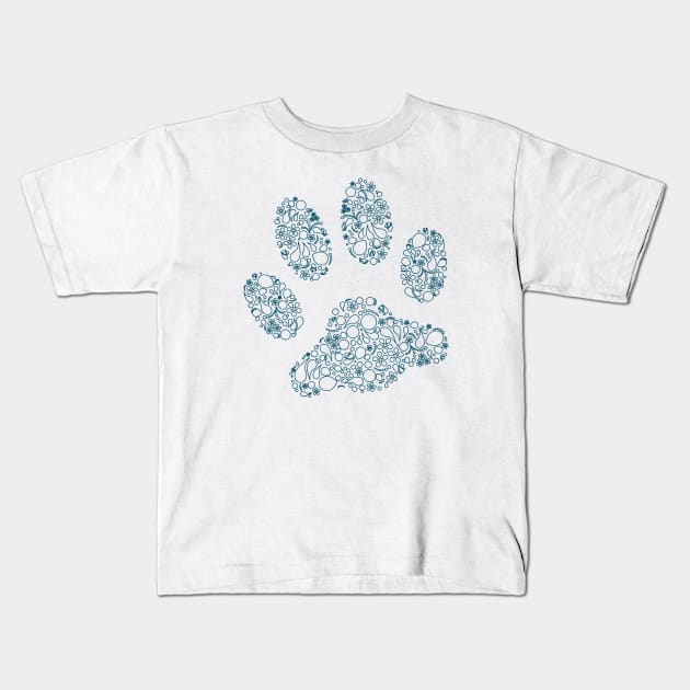 Paw Print in Modern Paisley Outline Design Kids T-Shirt by amyvanmeter